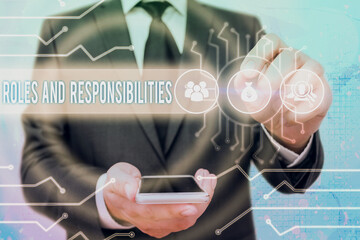 Handwriting text Roles And Responsibilities. Conceptual photo Business functions and professional...