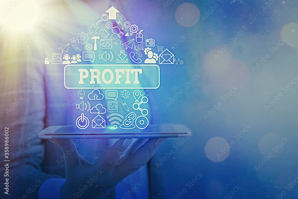 Poster text sign showing profit. business photo text the difference between the amount earned and the amoun