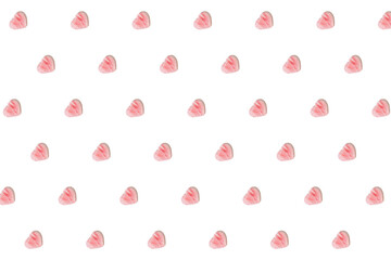 ose quartz heart on white background, love symbol, pattern. background.