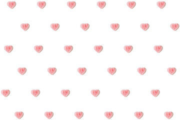 ose quartz heart on white background, love symbol, pattern. background.