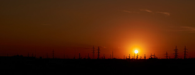 The periphery of the city at sunset