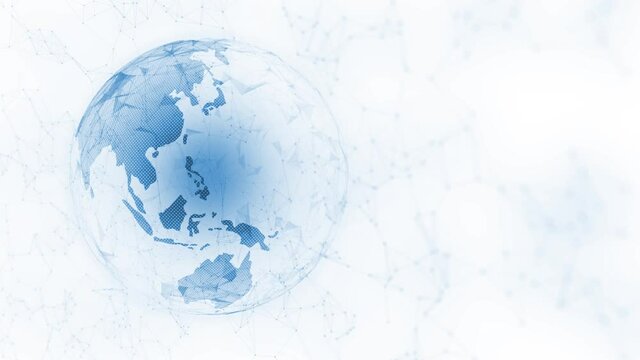 Abstract Earth planet network with connected lines and dots animation. Isolated on white.	
