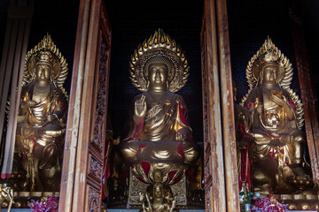 Fototapeta premium February 2019. Dali, China. The Three Pagodas are located in the Chongsheng temple. Buildings that make up the temple.