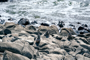 Obraz premium Wild rocky sea coast on Kullen peninsula in western Sweden, Skane
