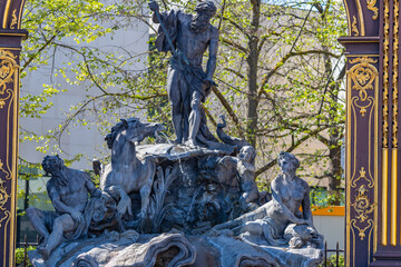 Details of  Amphitrite fountain at Stanislas square in Nancy, France