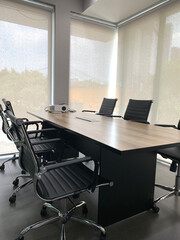 An empty business meeting room in modern office. Interior of meeting room. Home office, Classroom and Co-working space.
