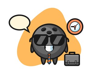 Naklejka premium Bowling ball cartoon as a businessman