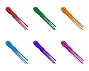 ポテトチップス用のトング イラスト　6色セット　おやつのためのグッズ