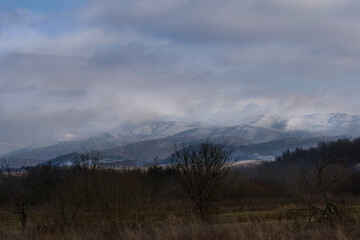 Winter landscape with mountains