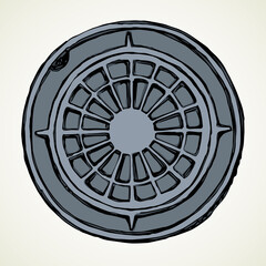 Round manhole cover. Vector drawing