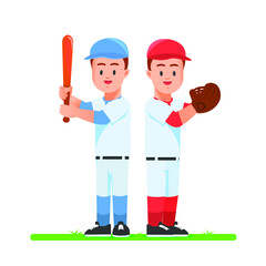 Illustration of two people who posed as a baseball player