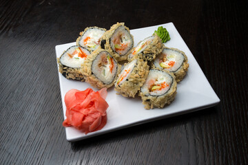 sushi roll on a white plate