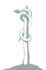 Obraz premium The serpent on the pole. Vector drawing