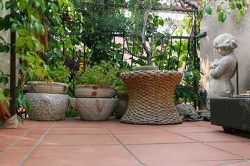 Terracotta elements of garden furniture of a medieval palace in southern Italy