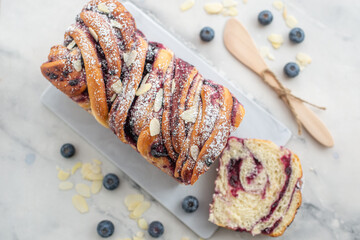 sweet home made blueberry brioche babka