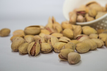 Nuts. Pistachios. Beautifully laid pistachios.