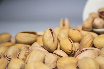 Nuts. Pistachios. Beautifully laid pistachios.