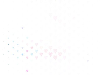 Light Pink, Green vector background with hearts.