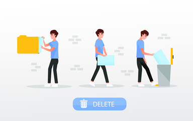 data deletion illustration in flat cartoon style
