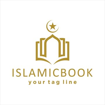 islamic book. Muslim Learn logo, Islam learning logo template, Vector illustration