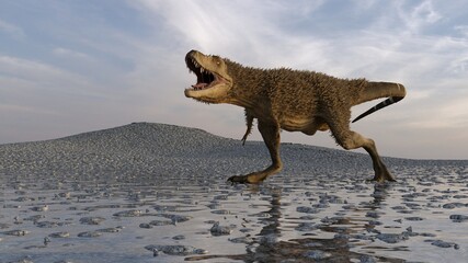 Tyrannosaurus rex dinisaur hunting - 3d illustration