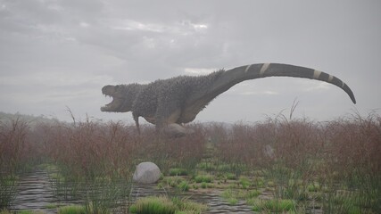 Hunting dinosaur tyrannosaurus rex