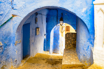 Naklejka premium It's Blue walls of the houses of Chefchaouen, Morocco.