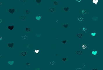Light Green vector texture with lovely hearts.