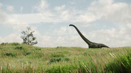 3d rendering of the walking and grazing mamenchisaurus dinosaur © Kostyantyn Ivanyshen