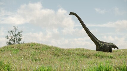 3d rendering of the walking and grazing mamenchisaurus dinosaur © Kostyantyn Ivanyshen