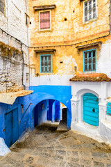 It's Blue walls of the houses of Chefchaouen, Morocco.