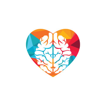 Creative brain heart shape logo design. Think idea concept.Brainstorm power thinking brain Logotype icon.