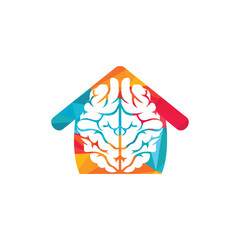 Creative brain house logo design. Think idea concept.Brainstorm power thinking brain Logotype icon.