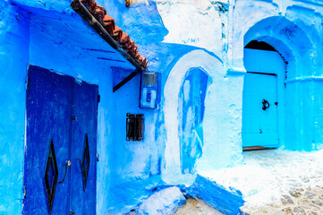 It's Blue walls of the houses of Chefchaouen, Morocco.