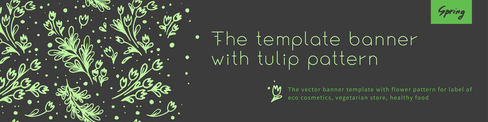 Organic food background for eco store. Eco-friendly icons set. Natural logo elements. Bio labels. Organic banner template for healthy design. Vector leaves pattern seamless. Agriculture banner.