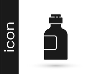 Grey Bottle of medicine syrup icon isolated on white background. Vector Illustration.