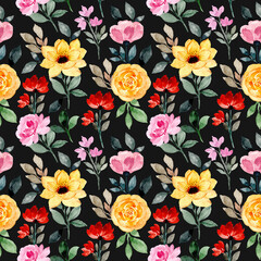 beautiful seamless patterns with colorful flower watercolor for wallpaper, fabric, textile etc.