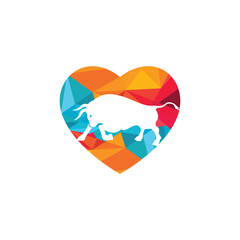Bull heart shape vector logo design.