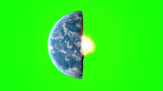 Earth core. inner structure with geological layers. Green screen footage