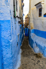 It's Blue wall of Chefchaouen, small town in northwest Morocco famous by its blue buildings