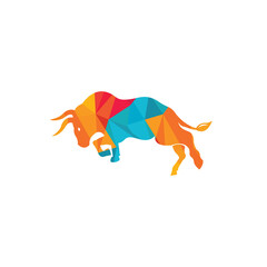 Bull vector logo design. Simple animal vector logo design template.