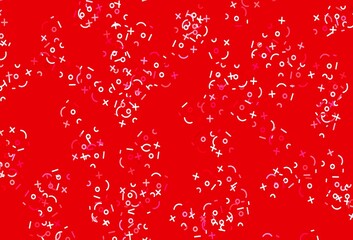 Light Red vector texture with mathematic symbols.