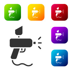 Black Paint spray gun icon isolated on white background. Set icons in color square buttons. Vector Illustration.