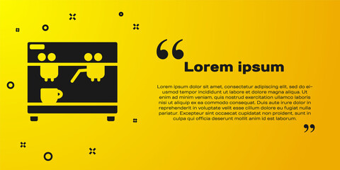 Black Coffee machine icon isolated on yellow background. Vector Illustration.