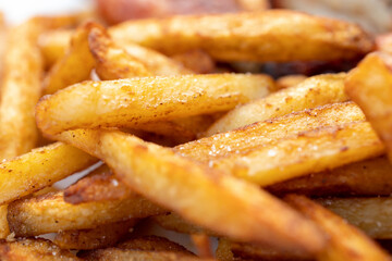 Salted and Seasoned fries closeup