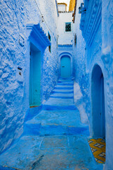 It's Blue wall of Chefchaouen, small town in northwest Morocco famous by its blue buildings