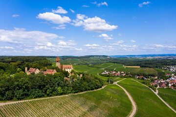 Fototapeta na wymiar Aerial view, Stocksberg Castle, Stockheim, Brackenheim, Baden-Württemberg, Germany