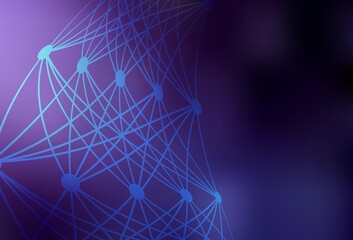 Dark Purple vector background with forms of artificial intelligence.