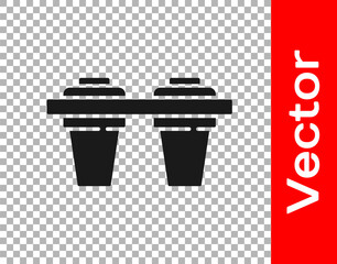 Black Water filter icon isolated on transparent background. System for filtration of water. Reverse osmosis system. Vector Illustration.