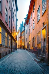 Tuinposter Stockholm's Gamla Stan old town district at night, Sweden © JFL Photography